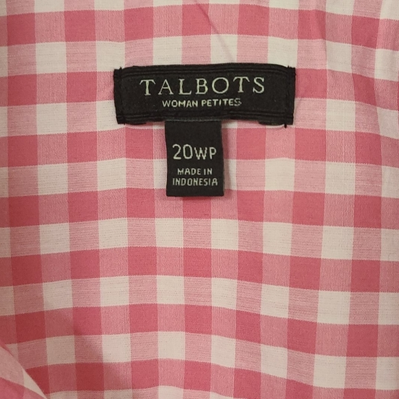 PLUS TALBOTS PINK CHECKED COTTON BLOUSE SZ 20W - Picture 2 of 7